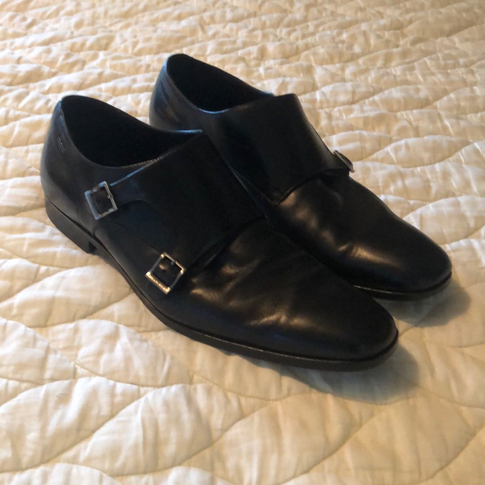 HUGO BOSS Double monk shoes in smooth calf leather - Picture 1 of 3
